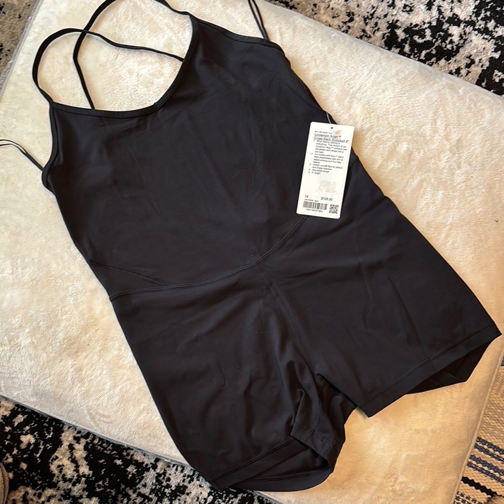 Women's Lululemon Align Cross-Back Bodysuit Black Sz 14 NWT